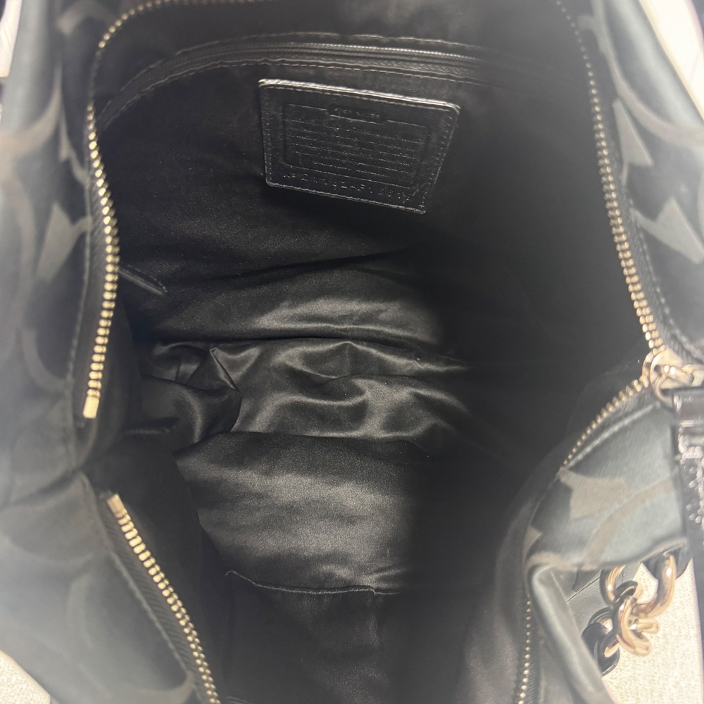 Coach Brooke Signature Sateen Hobo Bag Large Black Monogram Satchel F16619 - Picture 5 of 8